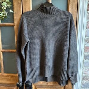Everlane Recycled‎ Cashmere Sweater Womens S Gray Mock Neck Waffe Knit High-Low
